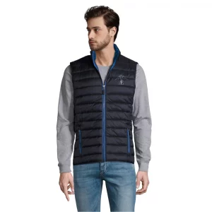 photo doudoune homme bleue avec logo Vaelya