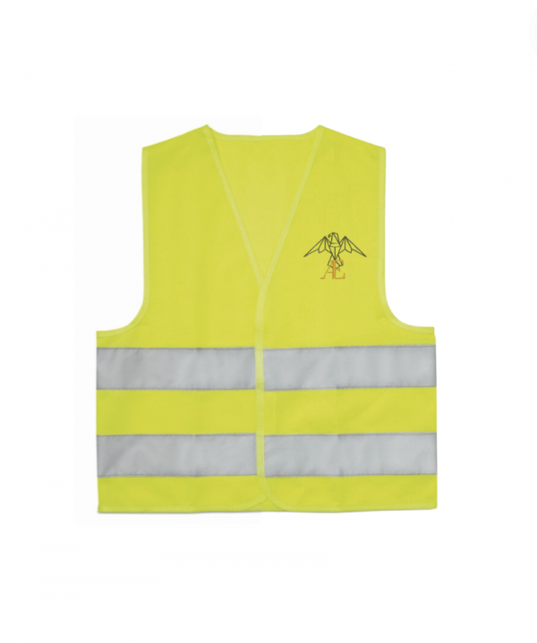 photo gilet réfléchissant jaune avec logo Vaelya