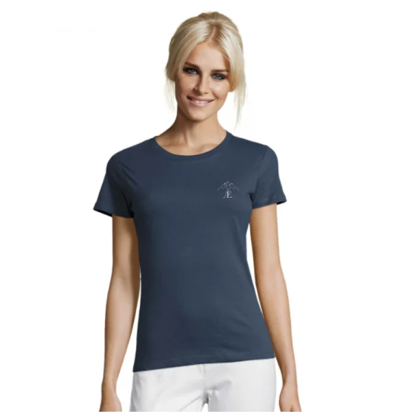photo t-shirt femme bleu foncé
